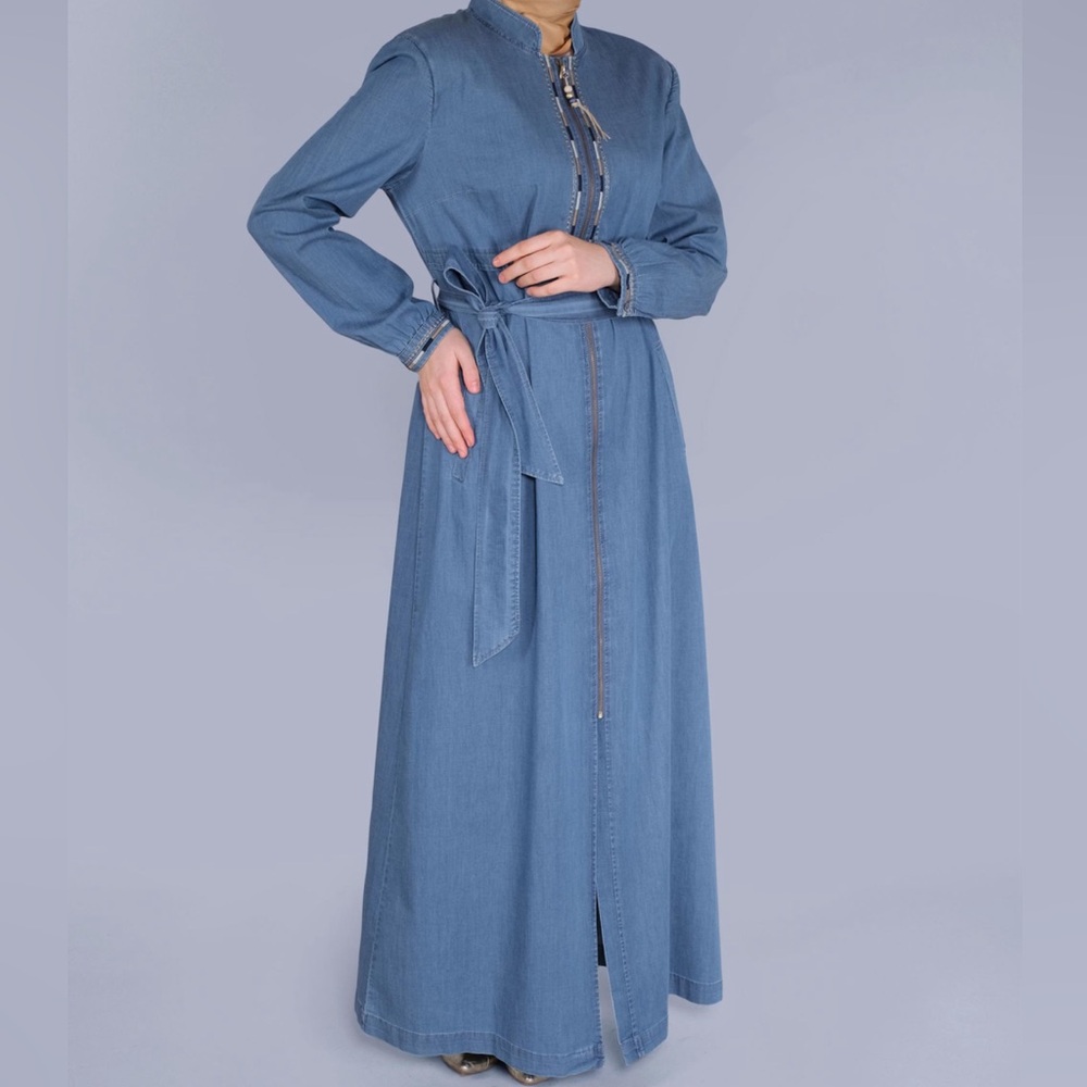 ALVINA Jeans modest Trench Maxi Full Length Jilbab Please READ description